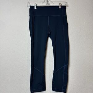 Lululemon Pace Rival Crop 22" Dark Teal Full-On Luxtreme Running Pockets Sz 4